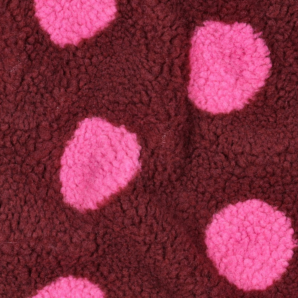 BALD ERHÄLTLICH - Teddystoff Jacquard Dots bordeaux pink