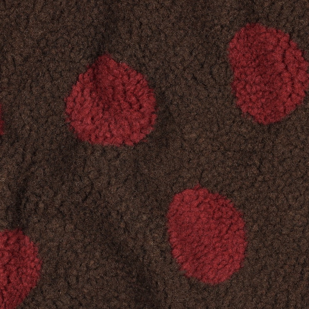 BALD ERHÄLTLICH - Teddystoff Jacquard Dots braun rot