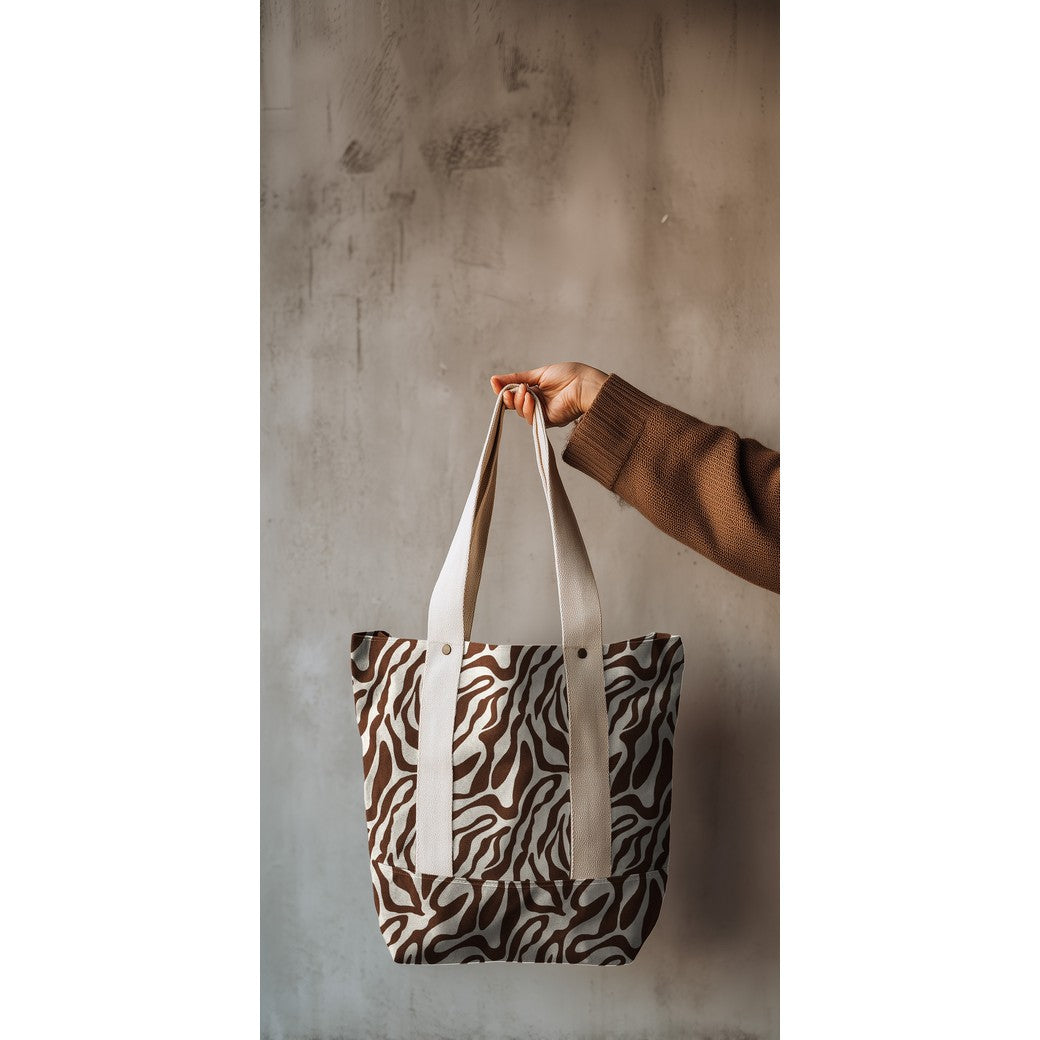 Canvas leinenlook Animalprint braun natur