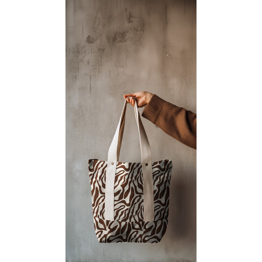 Canvas leinenlook Animalprint braun natur
