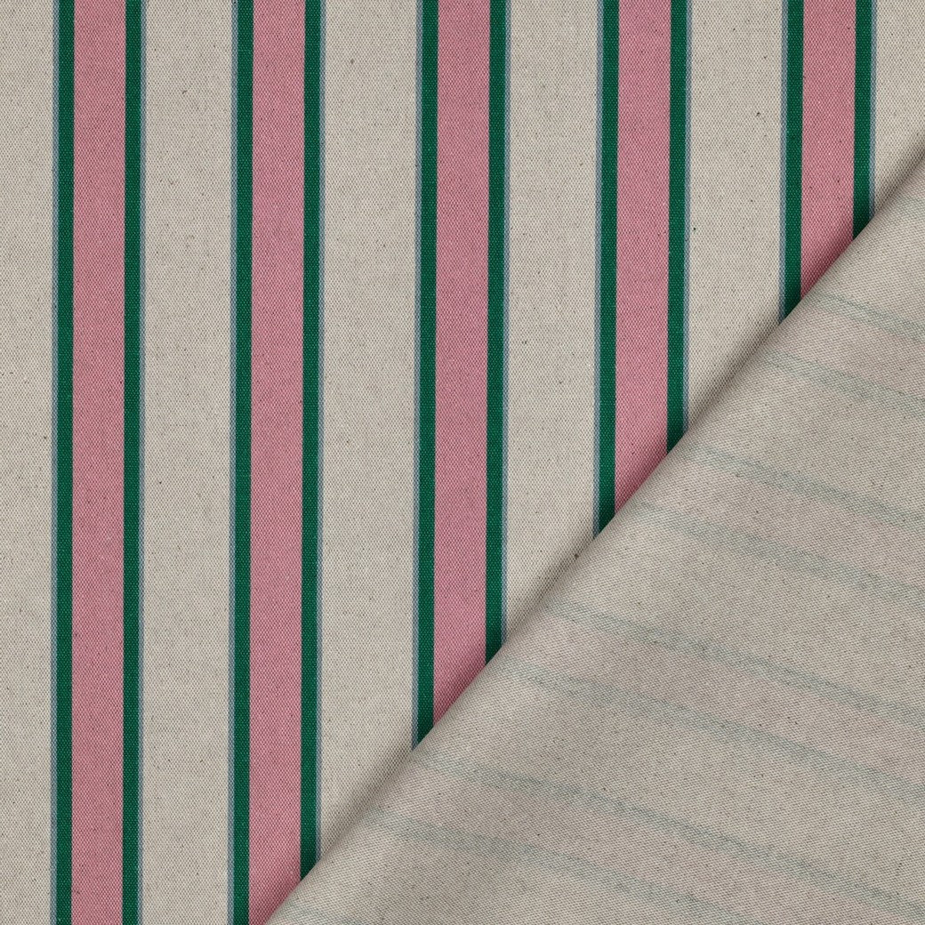 Canvas leinenlook Streifen rosa grün