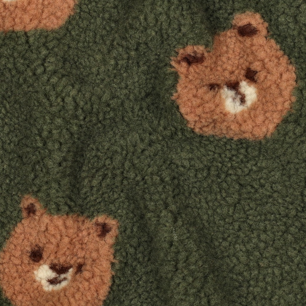 BALD ERHÄLTLICH - Teddystoff Jacquard Bären grün