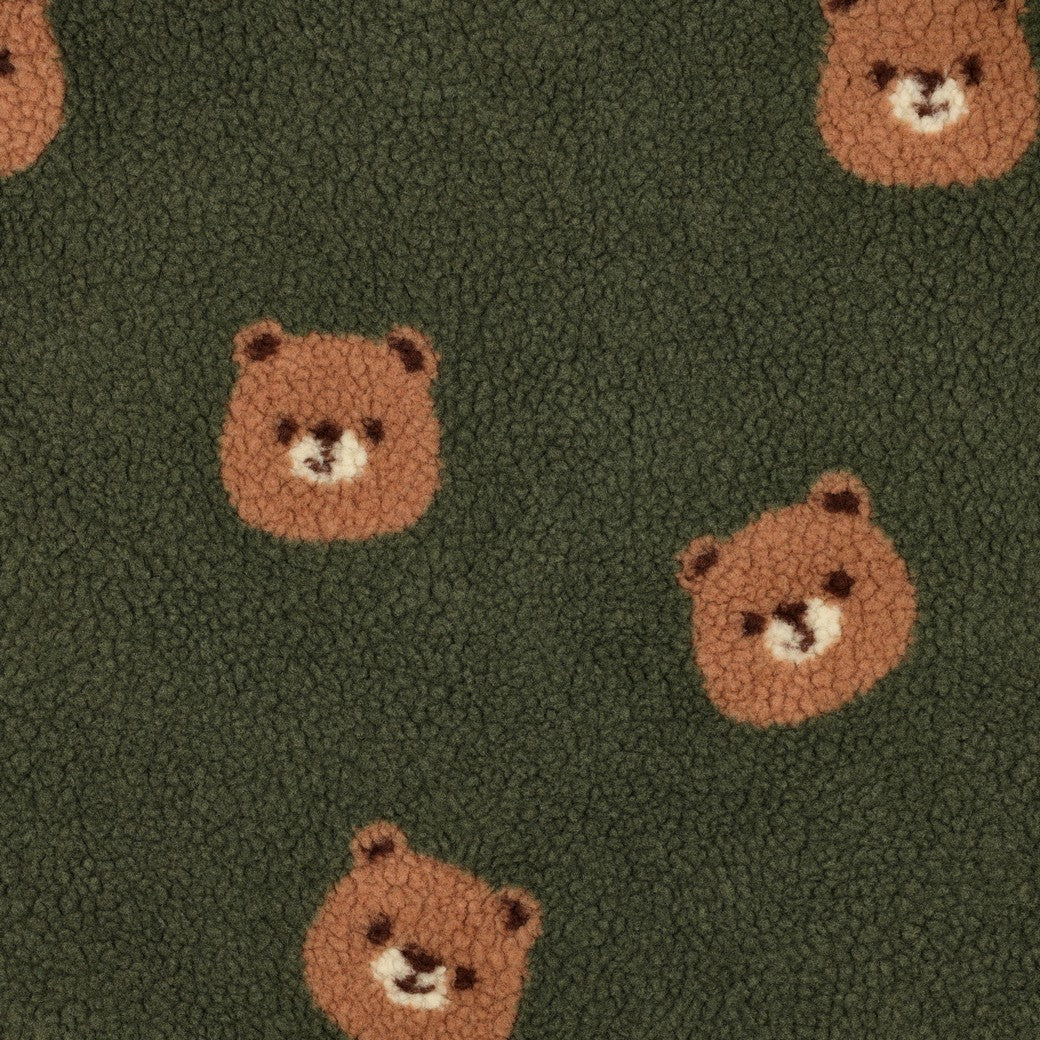 BALD ERHÄLTLICH - Teddystoff Jacquard Bären grün