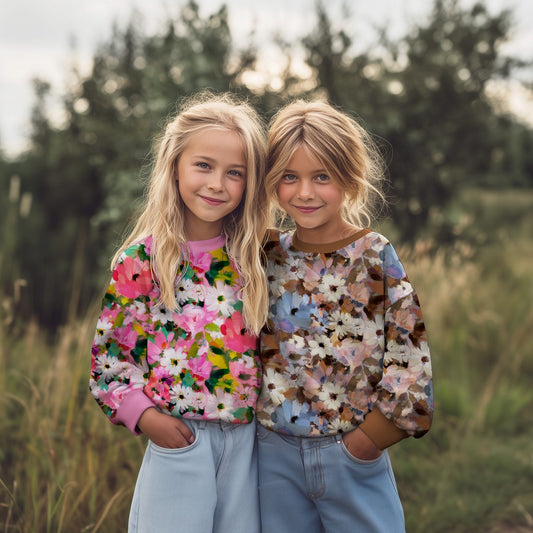 Sweat French Terry digital Blumen bunt