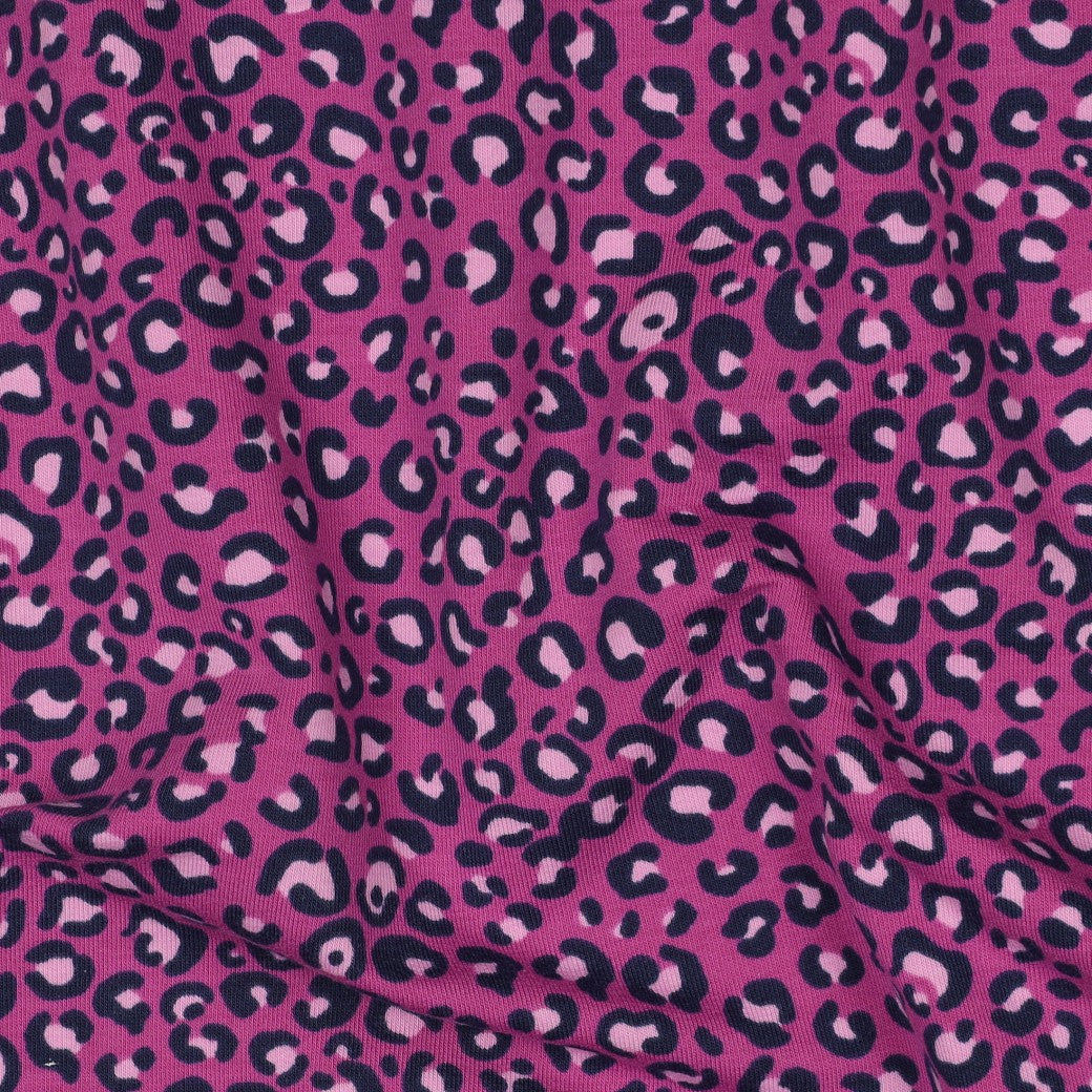 BALD ERHÄLTLICH - Sweat French Terry Animalprint Leo lila violett
