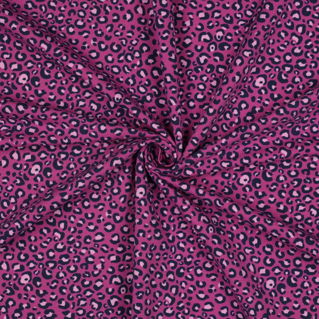 BALD ERHÄLTLICH - Sweat French Terry Animalprint Leo lila violett