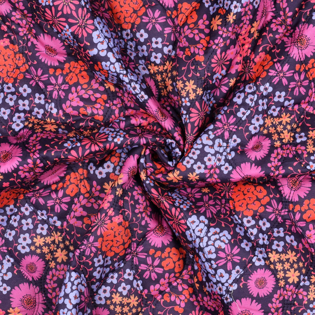 BALD ERHÄLTLICH - Stepper Baumwolle Voile digital Blumen lila violett