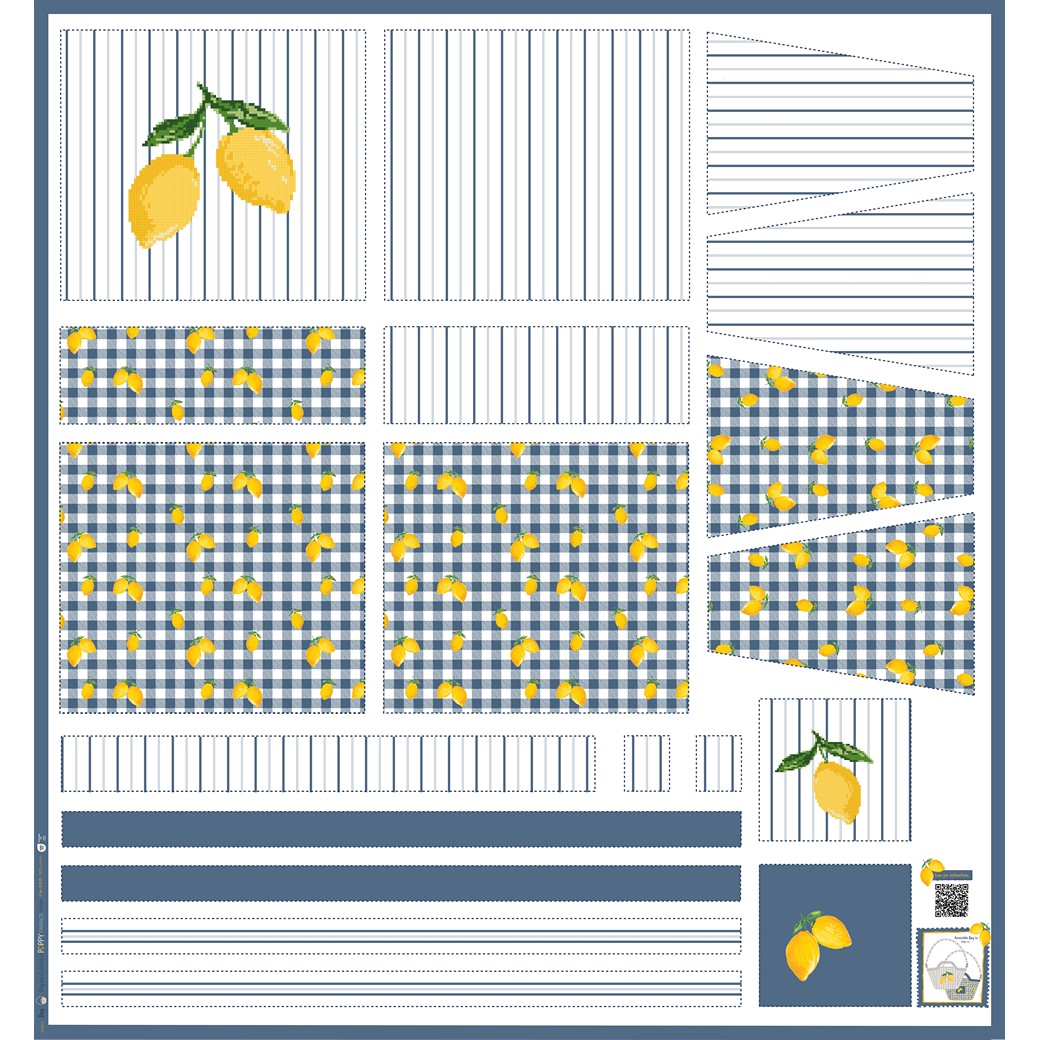 Canvas digital Panel DIY Shopper Zitronen natur