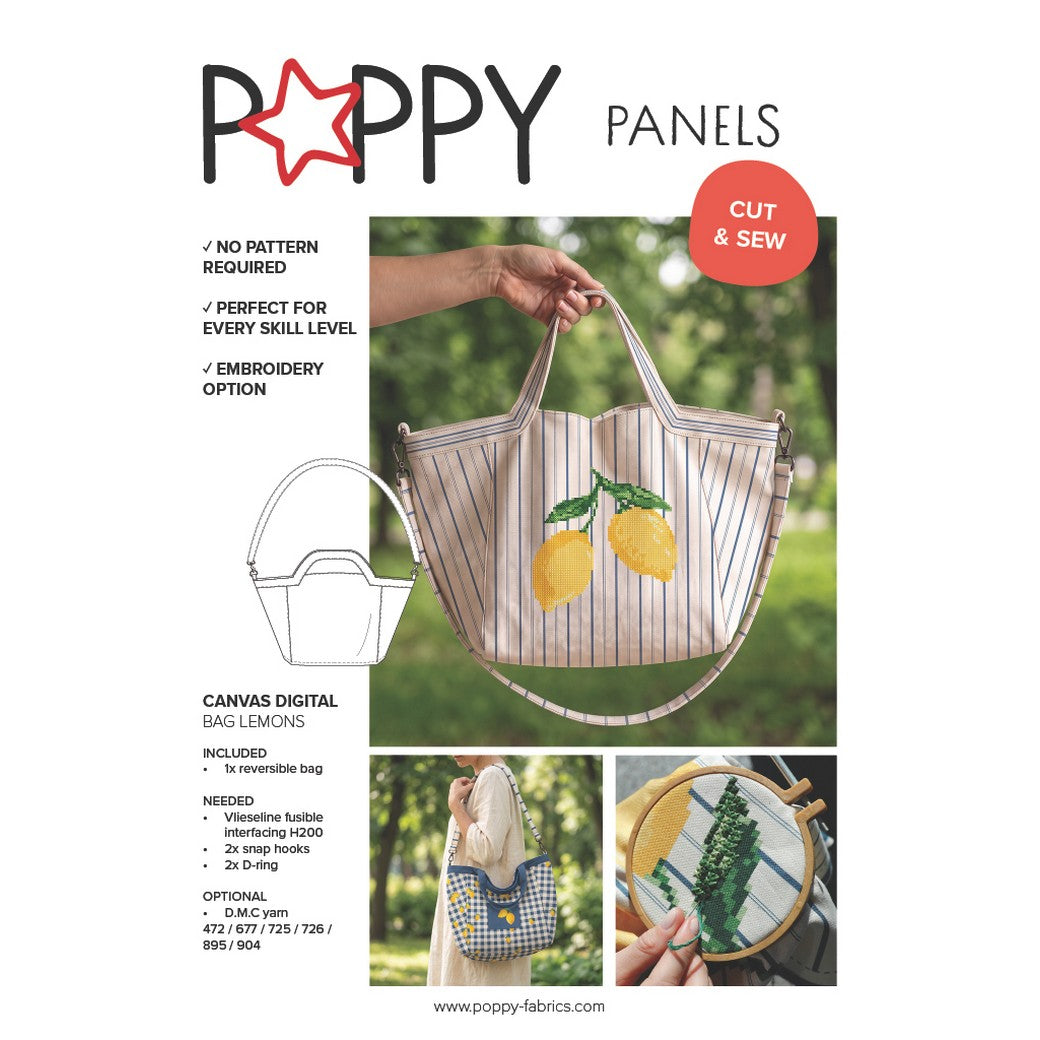 Canvas digital Panel DIY Shopper Zitronen natur