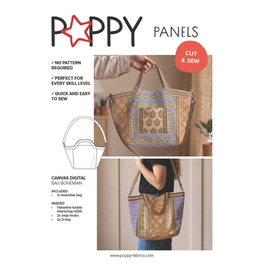 Canvas digital Panel DIY Shopper Blumen Flowers bunt