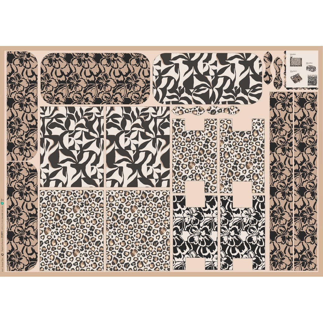 Canvas digital DIY 3 teiliges Kosmetik Panel Animalprint braun