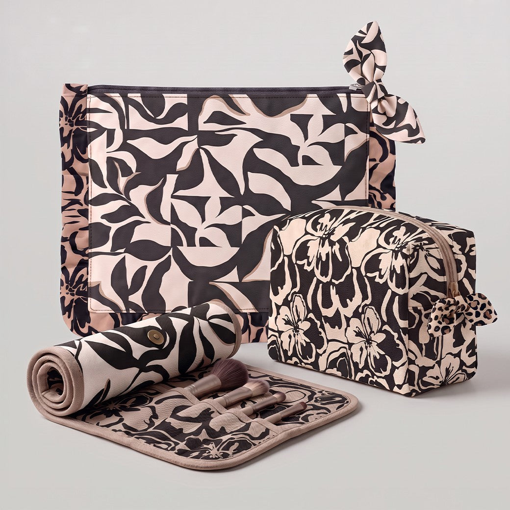 Canvas digital DIY 3 teiliges Kosmetik Panel Animalprint braun