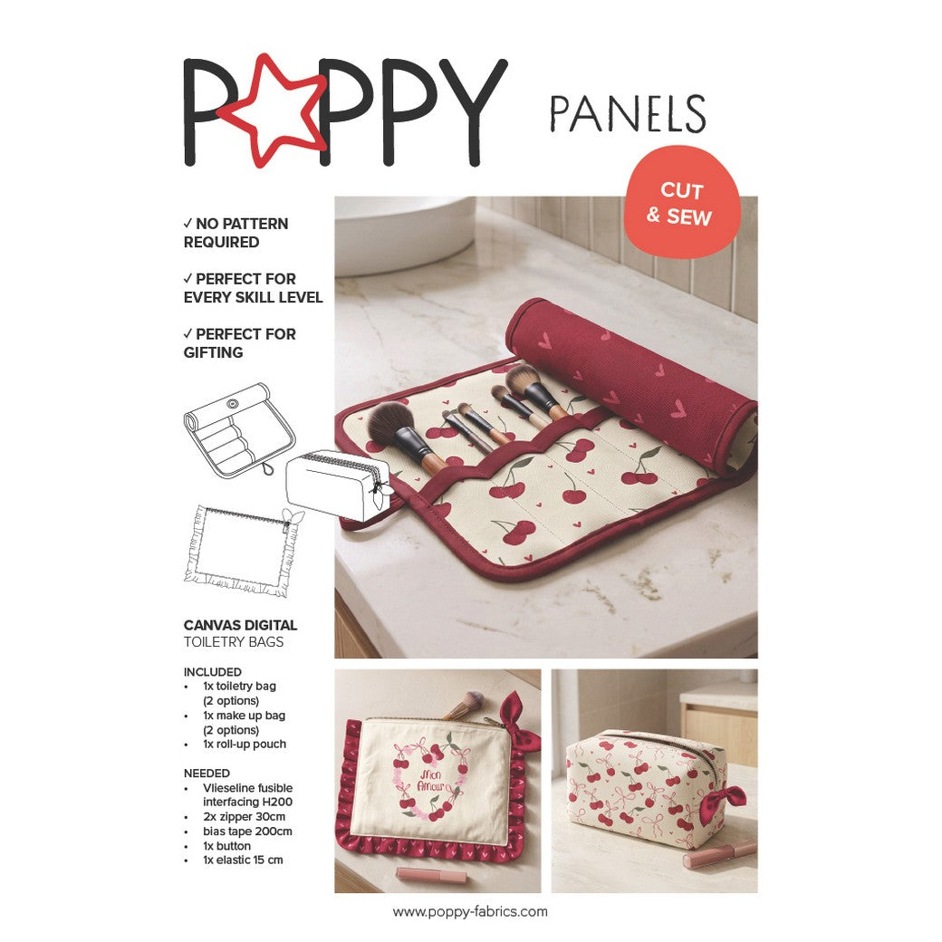 Canvas digital DIY 3 teiliges Kosmetik Panel Kirschen rot