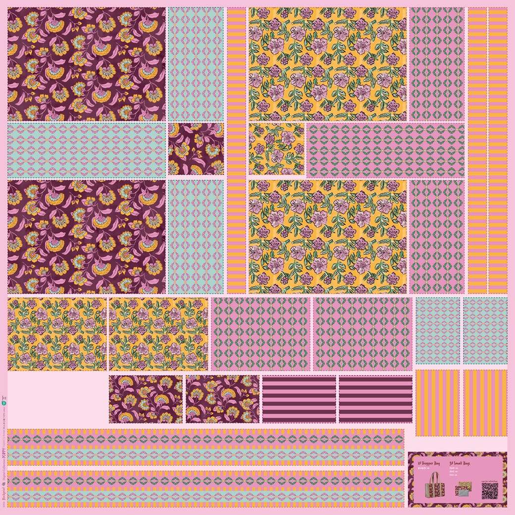 Canvas digital Panel DIY Shopper Blumen rosa
