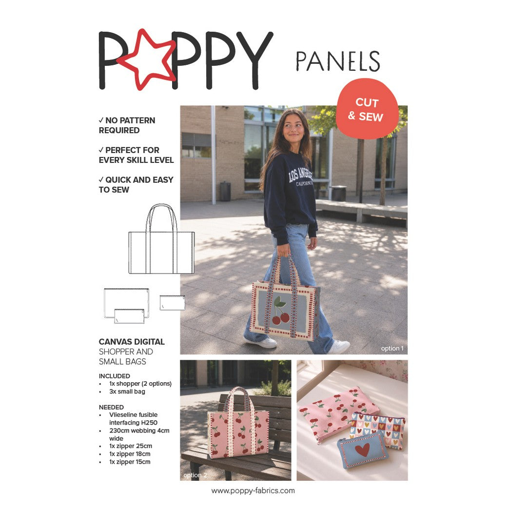 Canvas digital Panel DIY Shopper Kirschen rosa