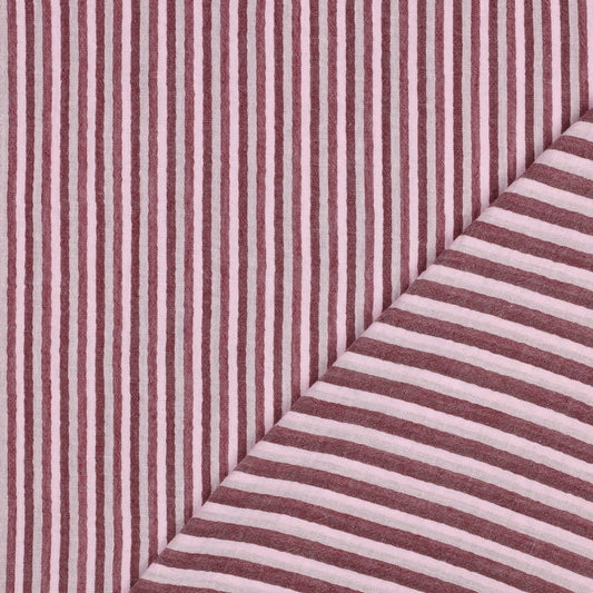 Musselin Streifen garngefärbt bordeaux rosa