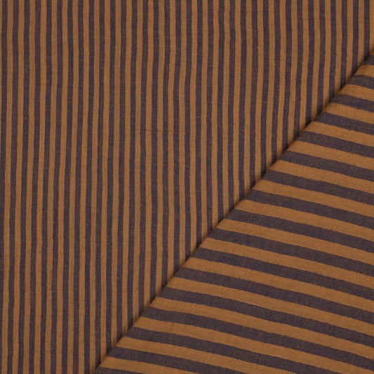 Musselin Streifen garngefärbt cognac blau
