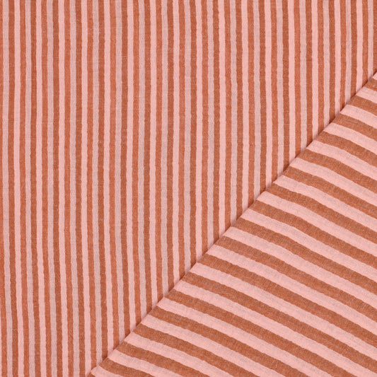 Musselin Streifen garngefärbt orange rosa
