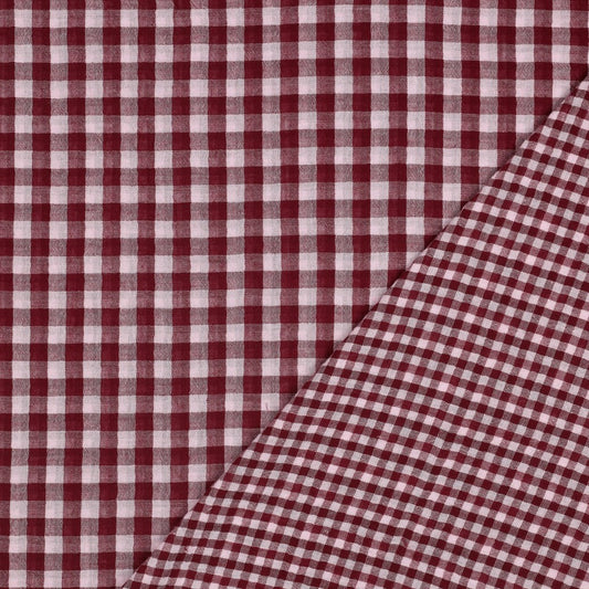 Musselin Karo garngefärbt bordeaux rosa