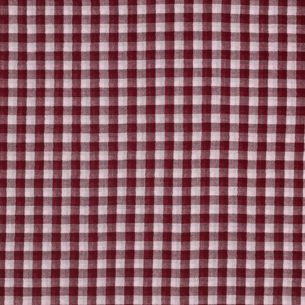 BALD ERHÄLTLICH - Musselin Karo garngefärbt bordeaux rosa