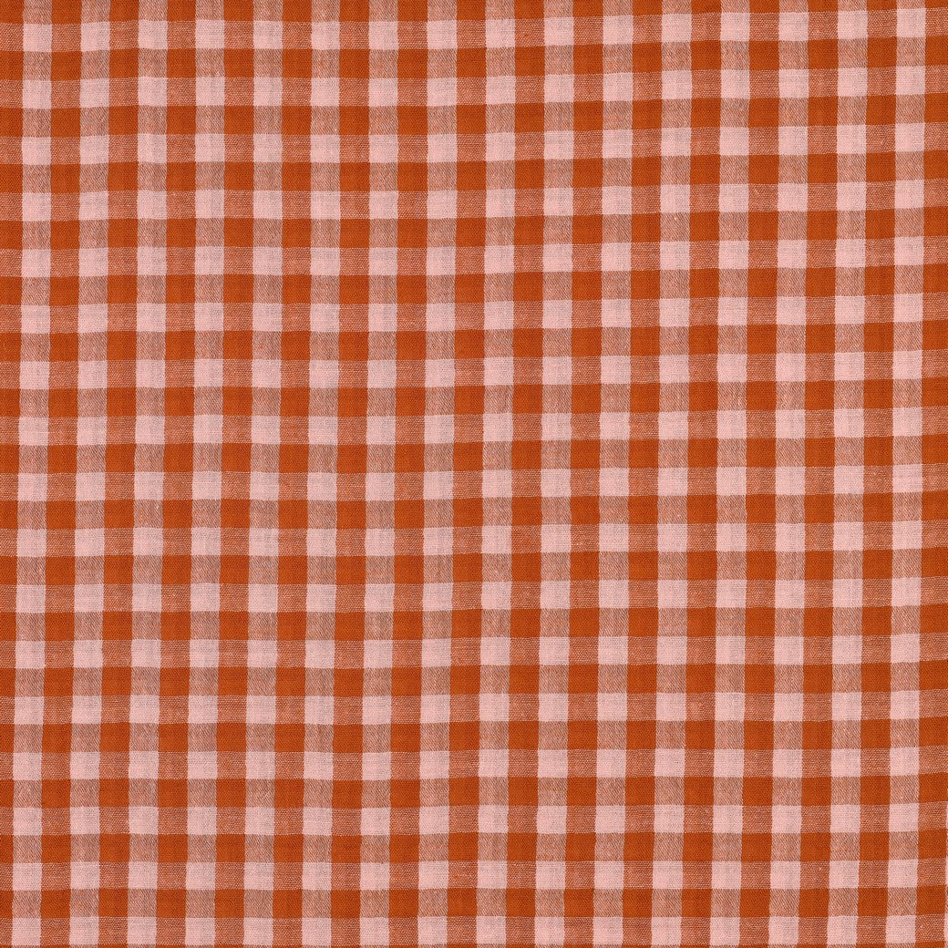 BALD ERHÄLTLICH - Musselin Karo garngefärbt orange rosa