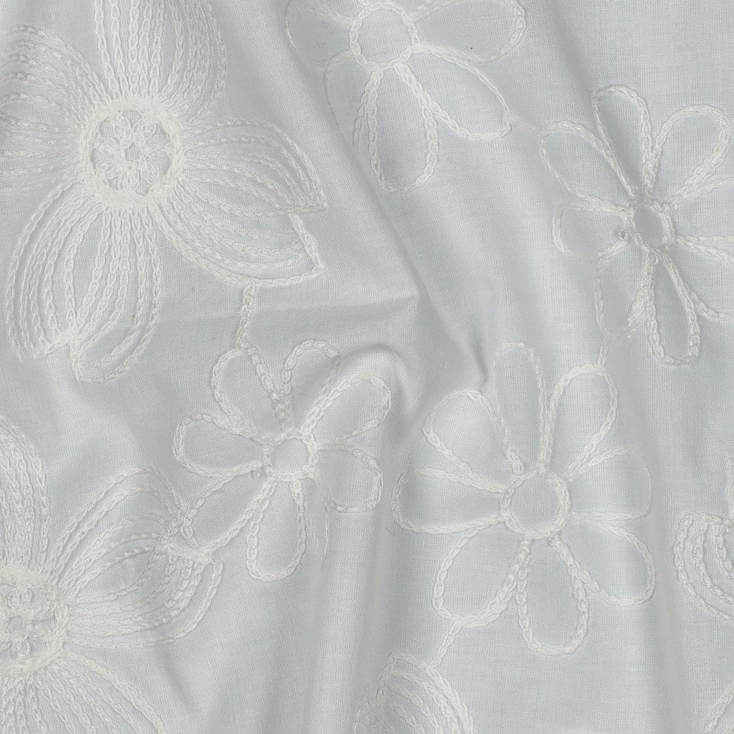 BALD ERHÄLTLICH - Baumwolle Voile bestickt Blumen weiß