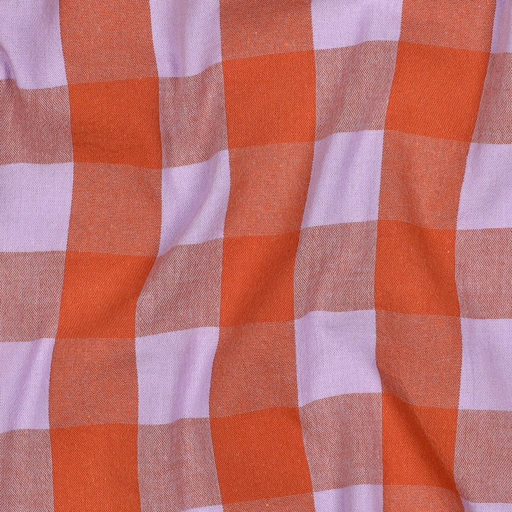 Baumwolle Karo groß garngefärbt lavendel orange