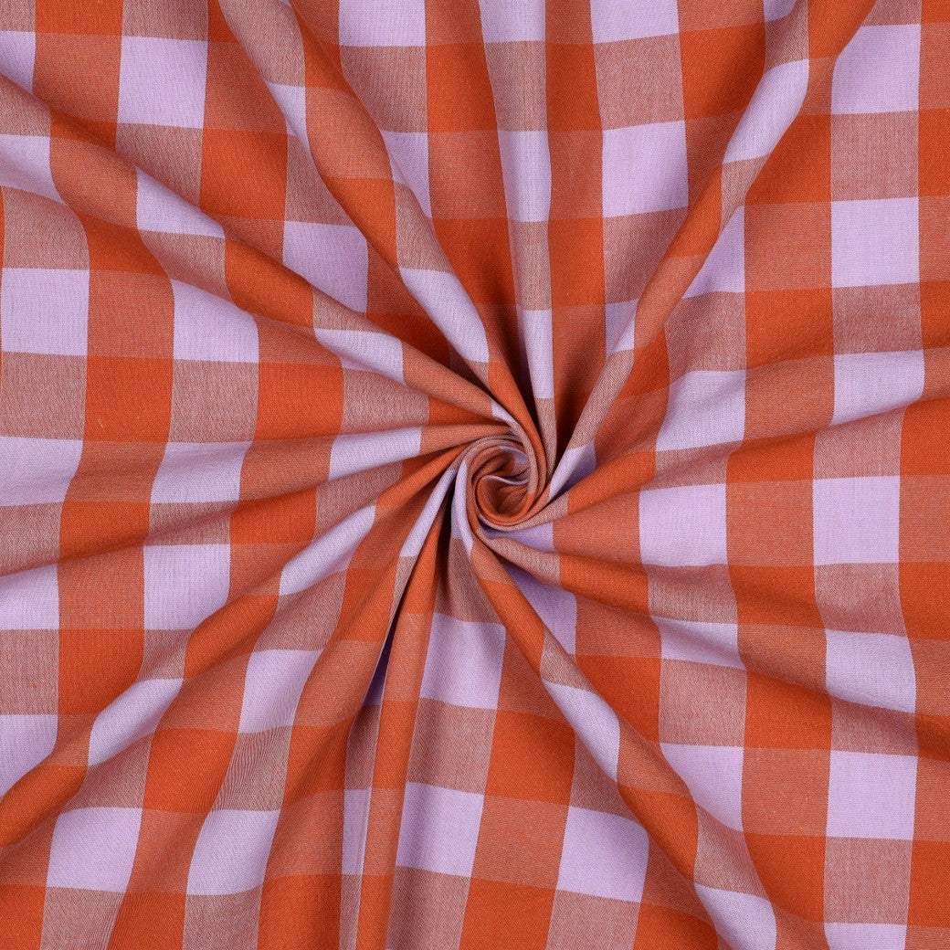 Baumwolle Karo groß garngefärbt lavendel orange