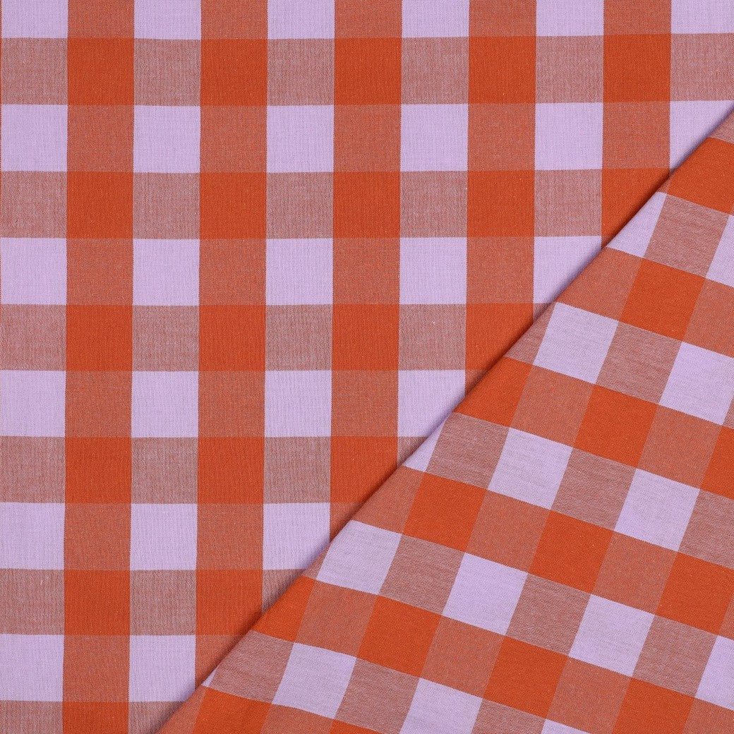 Baumwolle Karo groß garngefärbt lavendel orange