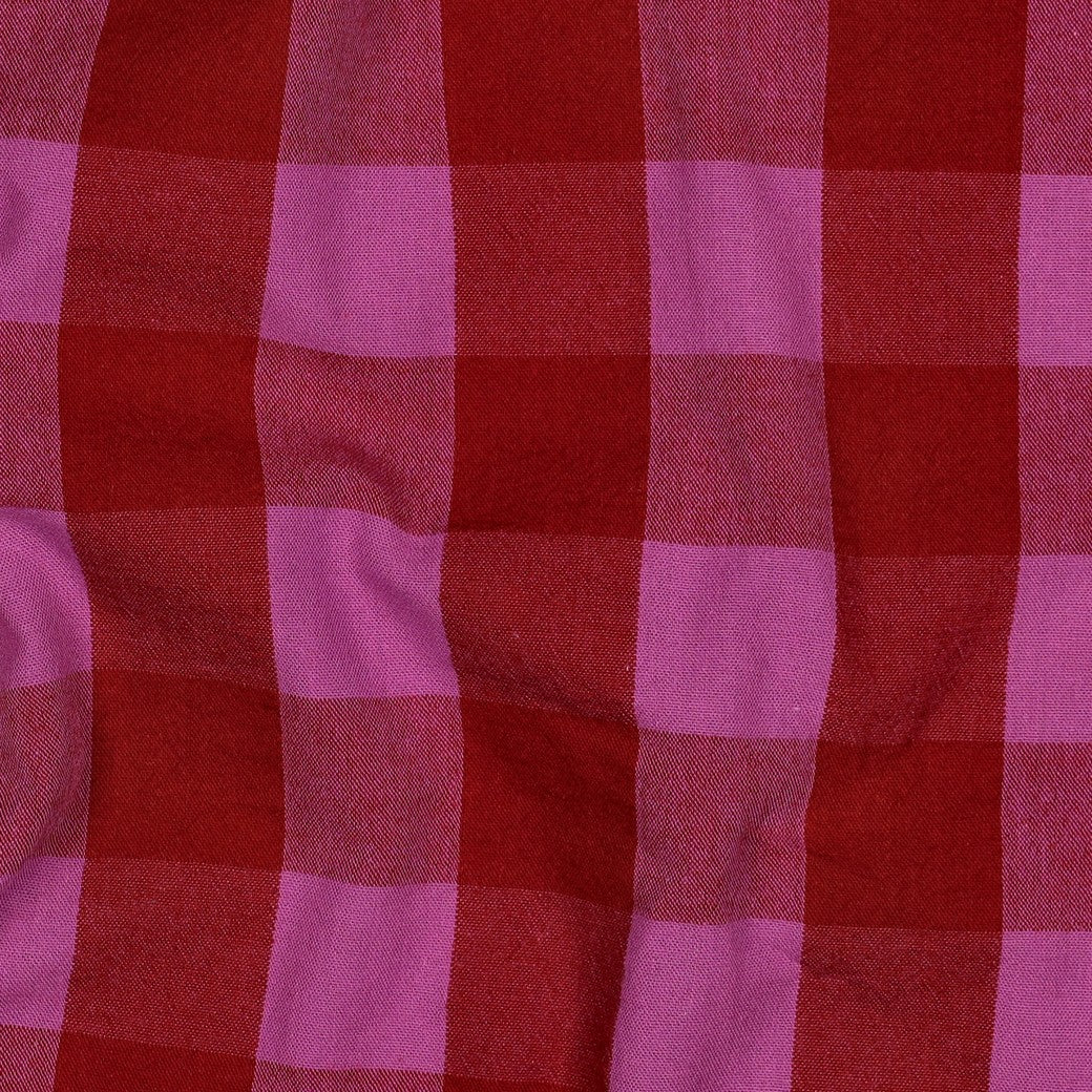 Baumwolle Karo groß garngefärbt rot fuchsia
