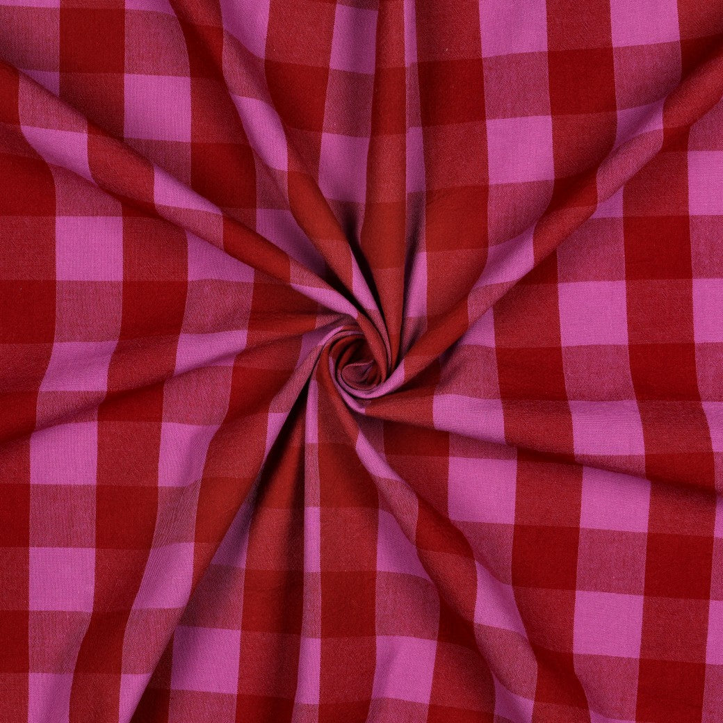 Baumwolle Karo groß garngefärbt rot fuchsia