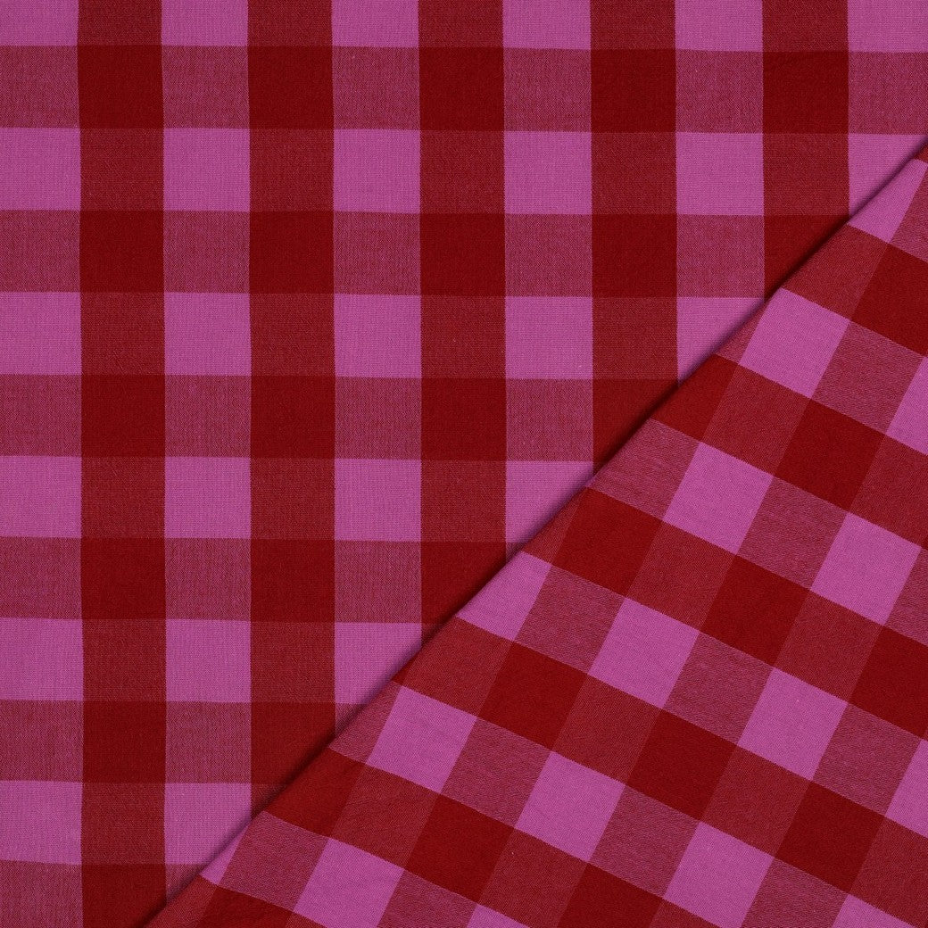 Baumwolle Karo groß garngefärbt rot fuchsia