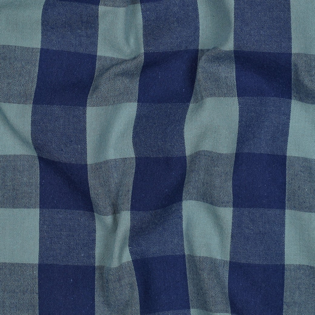 Baumwolle Karo groß garngefärbt blau mistel