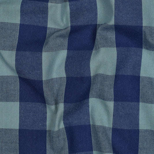 Baumwolle Karo groß garngefärbt blau mistel