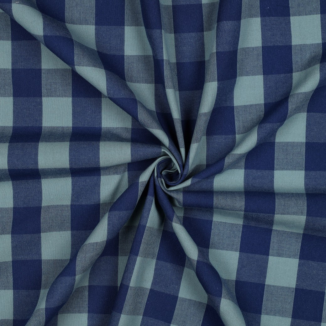 Baumwolle Karo groß garngefärbt blau mistel
