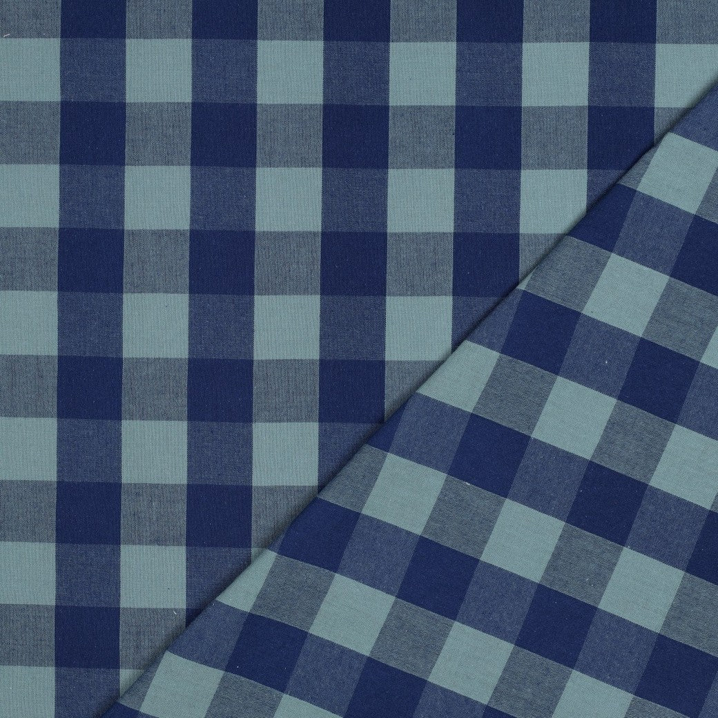 Baumwolle Karo groß garngefärbt blau mistel