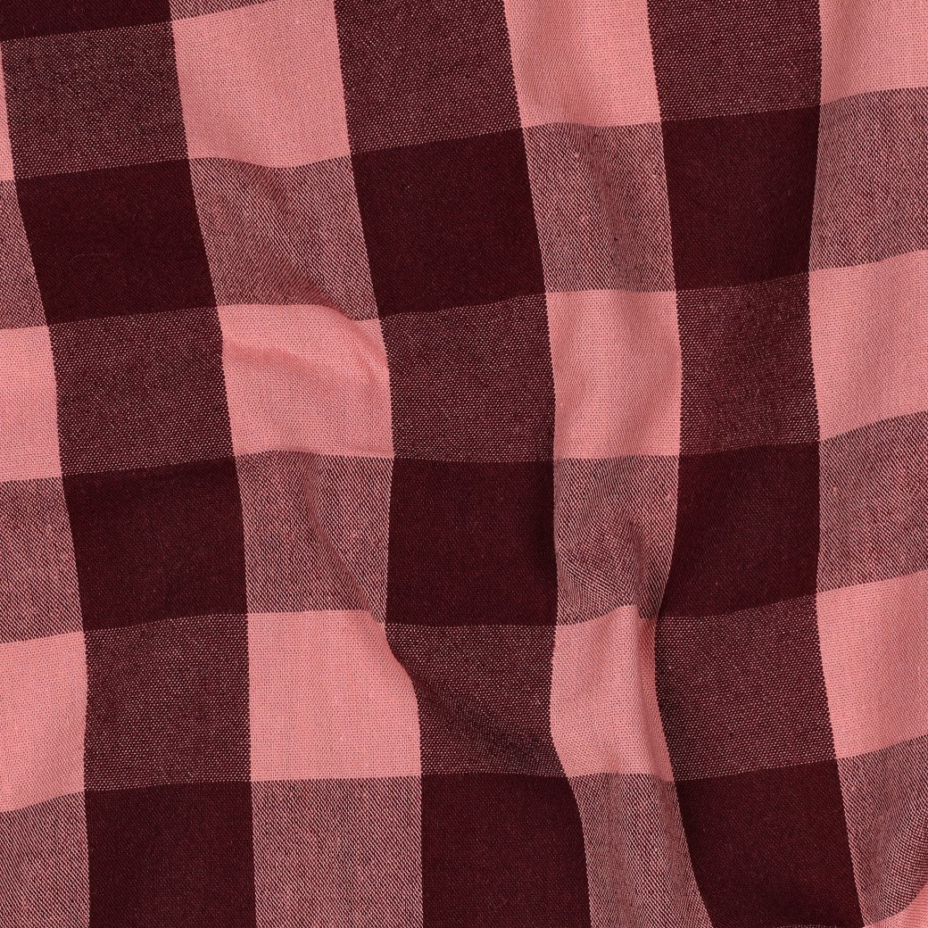 BALD ERHÄLTLICH - Baumwolle Karo groß garngefärbt aubergine rosa