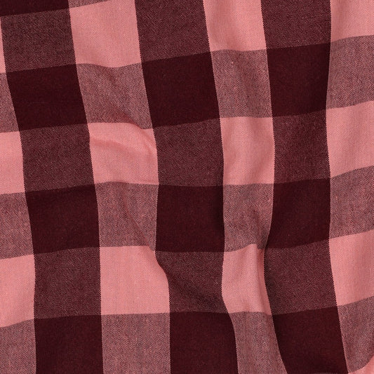 Baumwolle Karo groß garngefärbt aubergine rosa