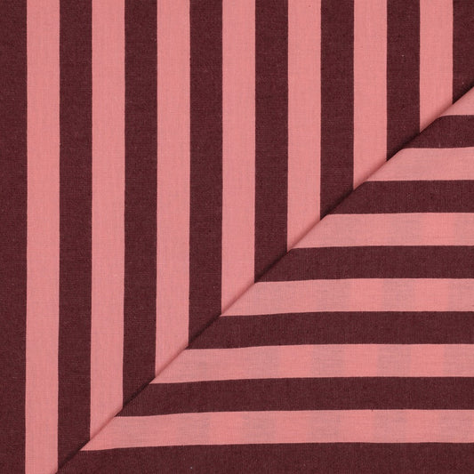 Baumwolle Streifen garngefärbt aubergine rosa
