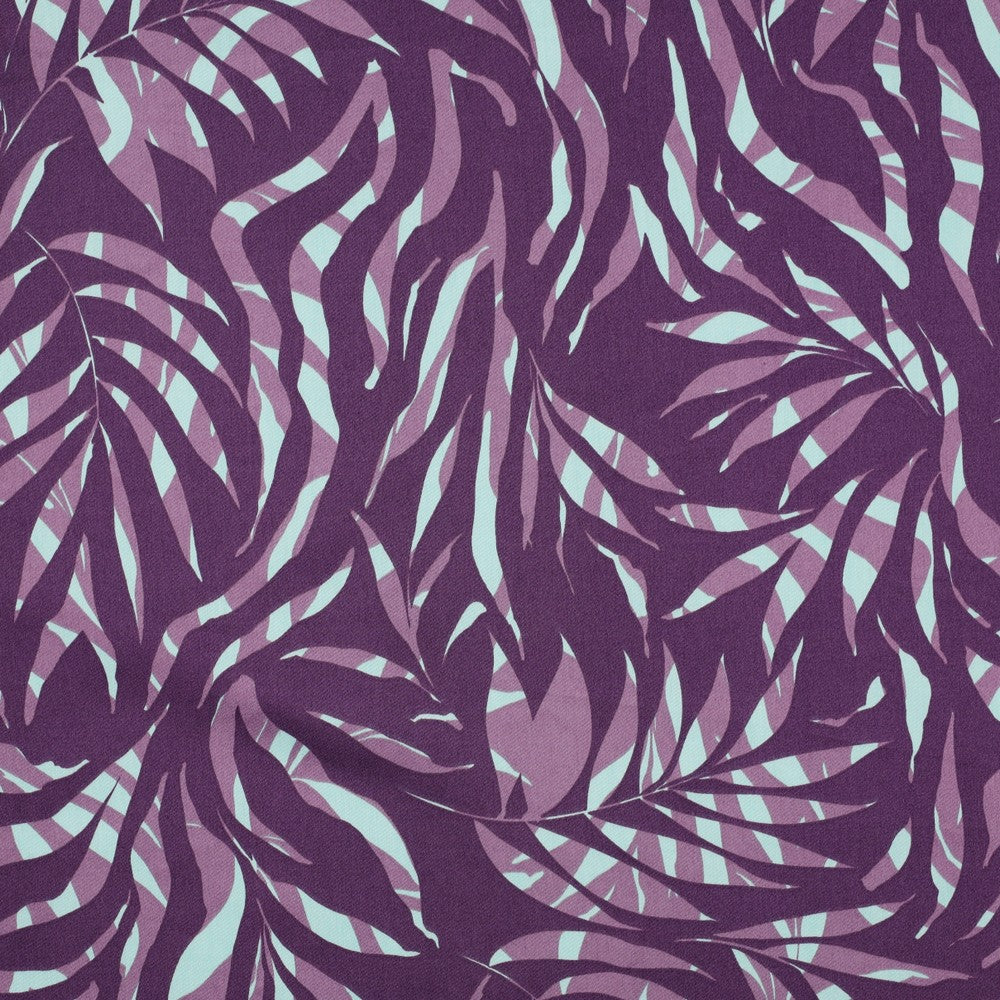 Baumwollsatin Bluse Blätter purple
