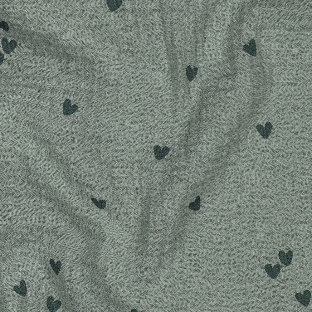 Musselin Smal Hearts Herzen dunkel mistel