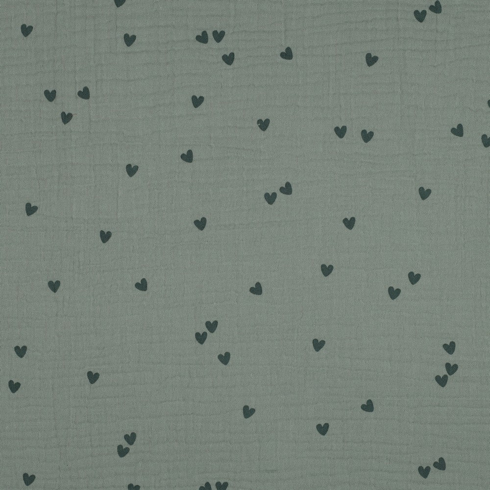 Musselin Smal Hearts Herzen dunkel mistel