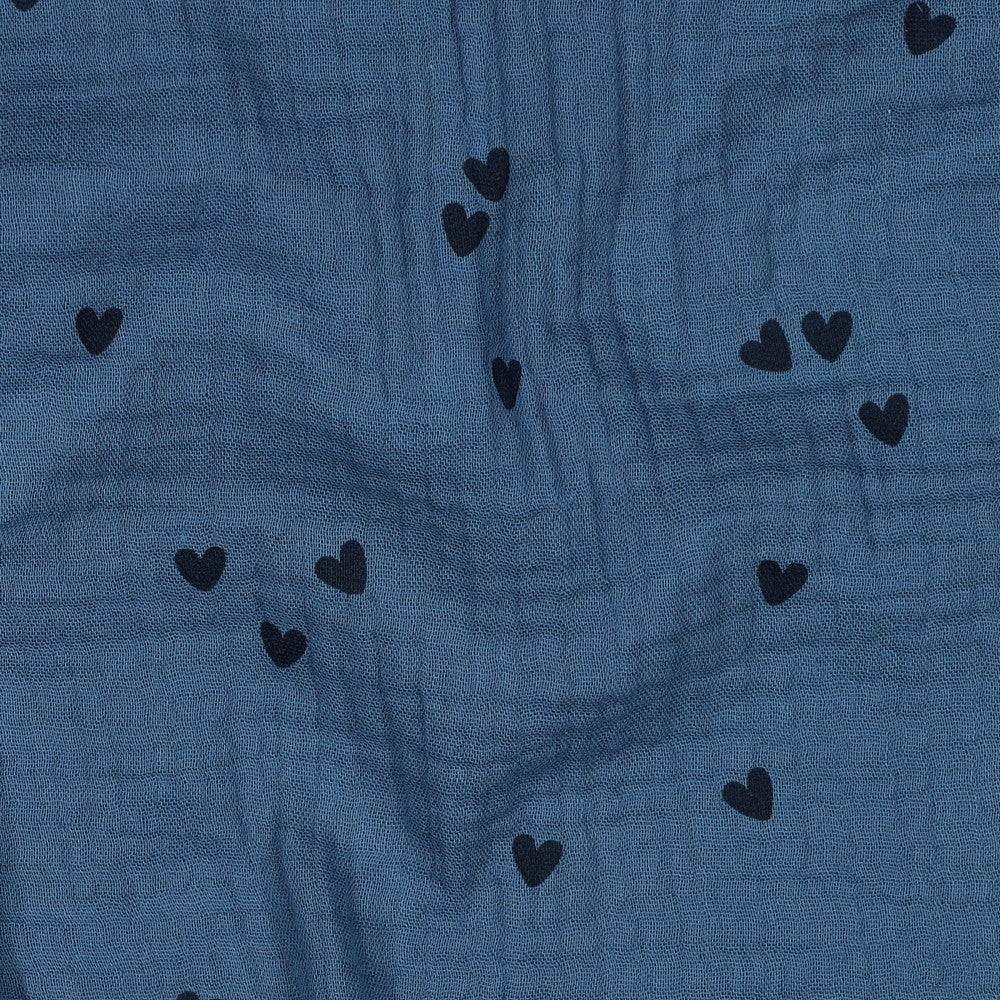 Musselin Smal Hearts Herzen indigo blau