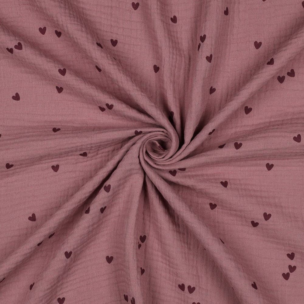 Musselin Smal Hearts Herzen lilac