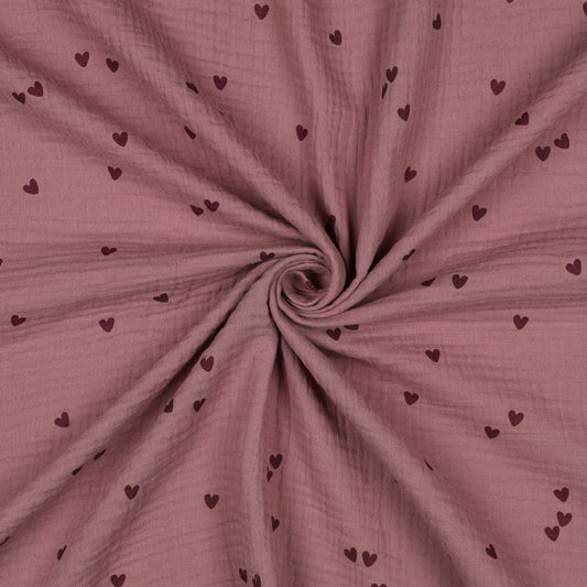 Musselin Smal Hearts Herzen lilac
