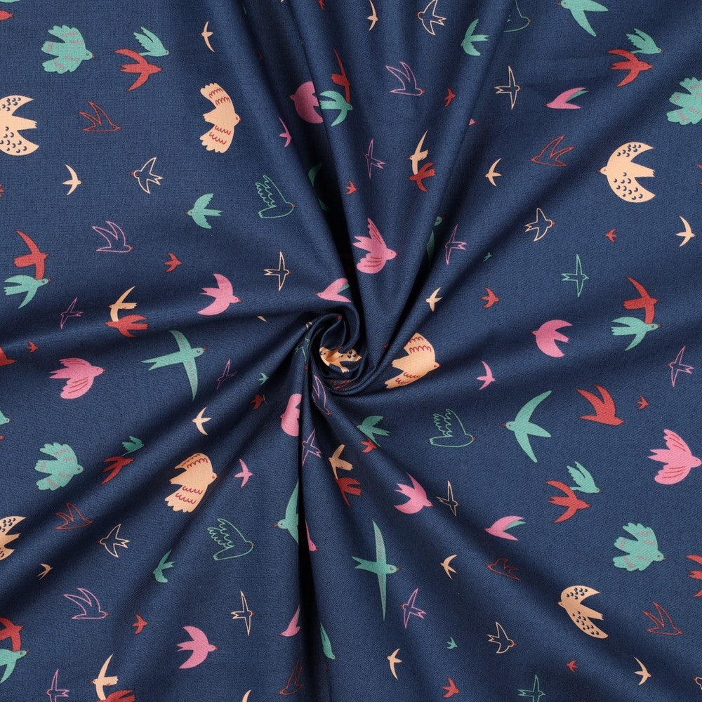 Baumwolle Popeline Birds navy