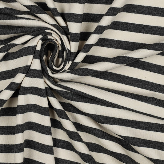 Jersey Streifen anthrazit melange