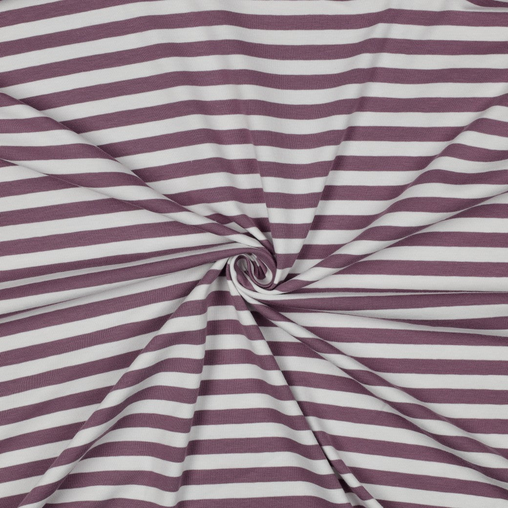 Jersey Streifen mauve weiß