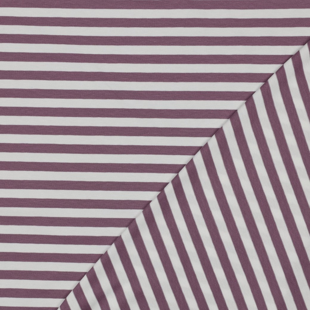 Jersey Streifen mauve weiß