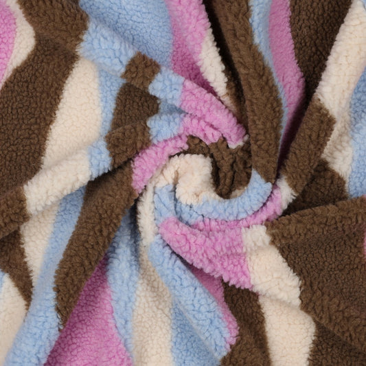 BALD WIEDER ERHÄLTLICH - Teddystoff Swirl violett rosa braun